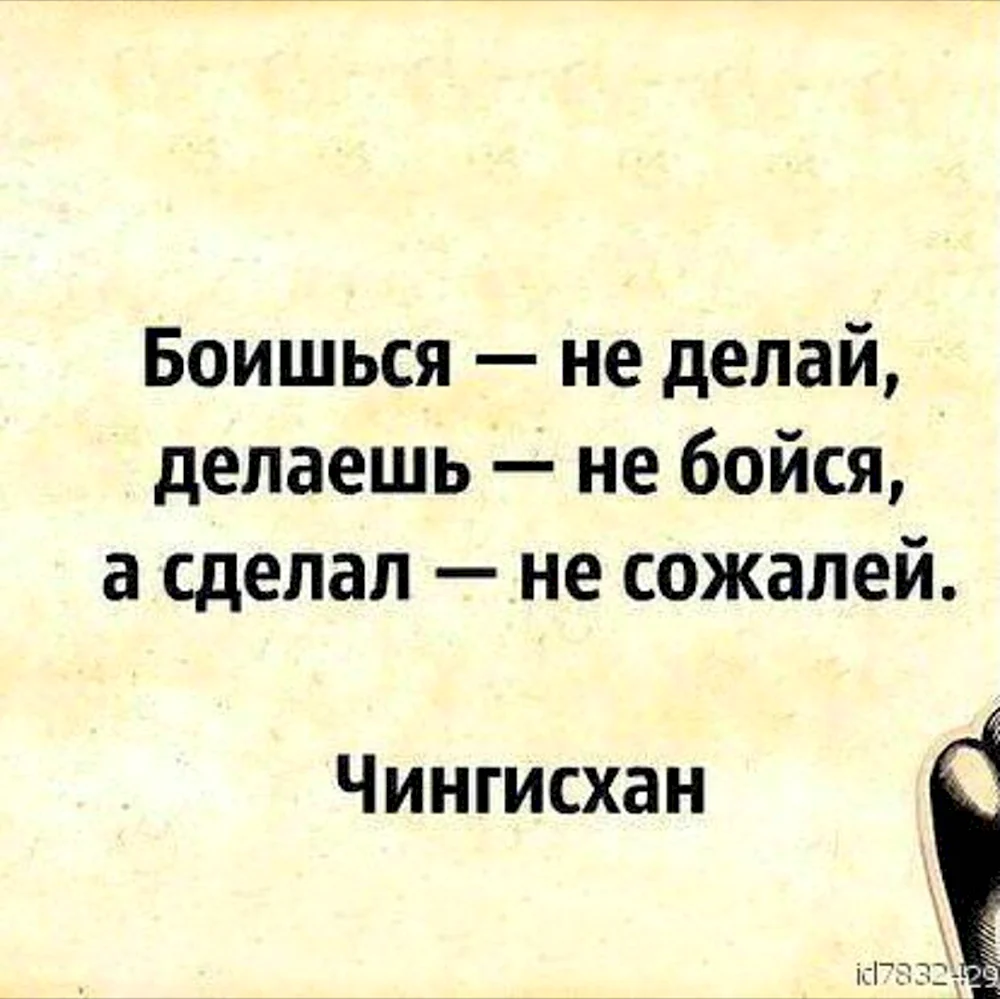 Боишься не делай делаешь не бойся а сделал не сожалей