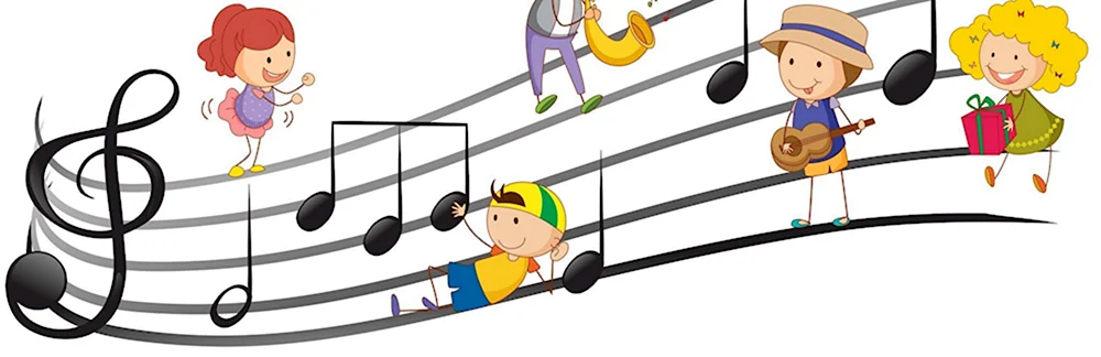 Дети с муз инструментами нотами