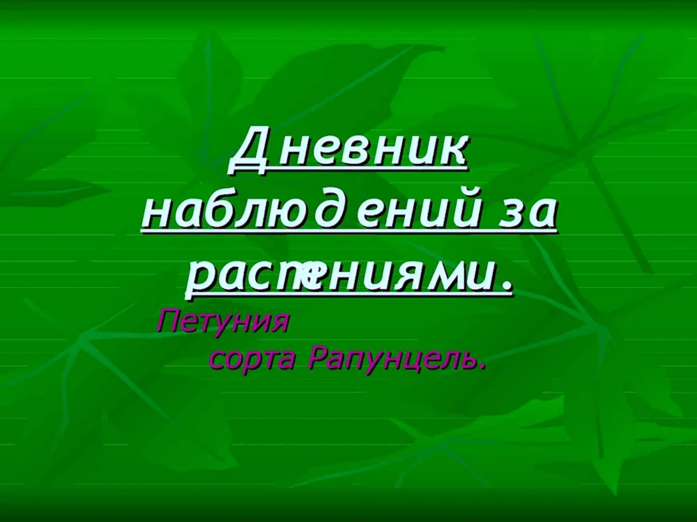 Дневник наблюдений за растениями титульный лист