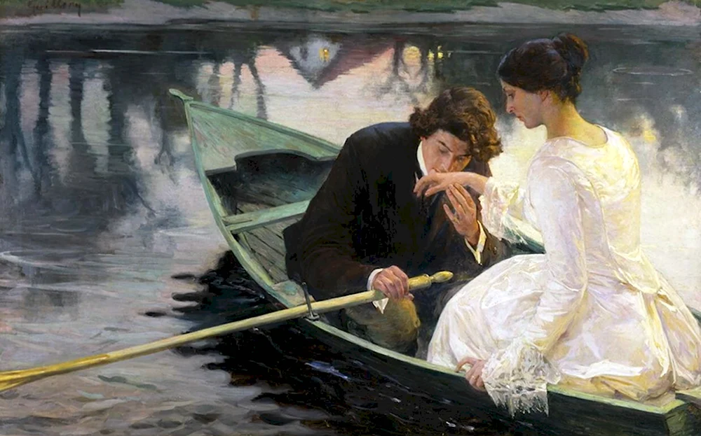 Двое в лодке. Норберт гёнётт 1854-1894 французский художник