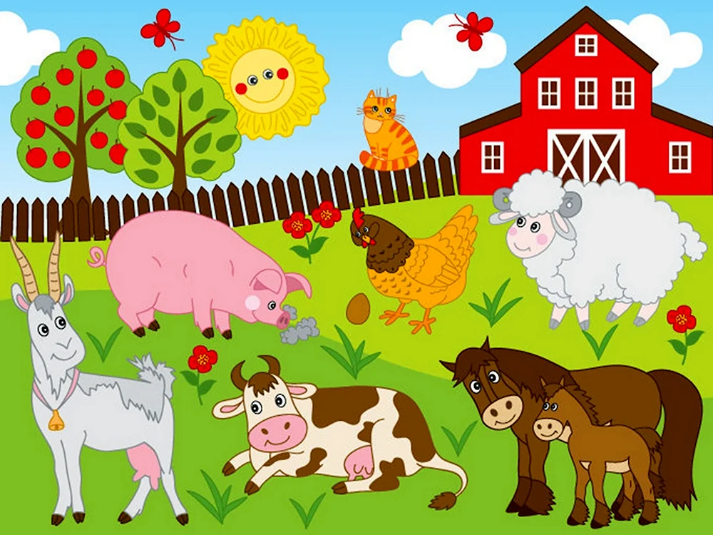 Ферма с животными вектор