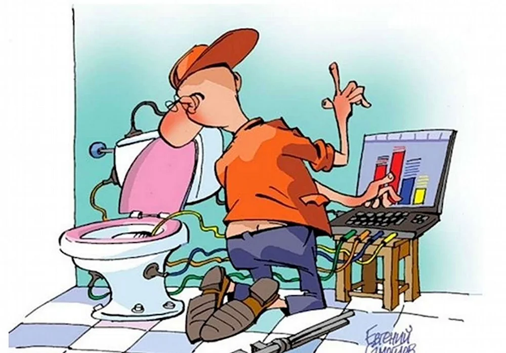 Карикатура на сантехника