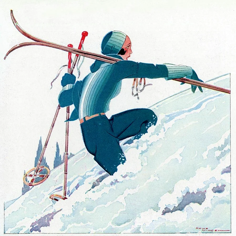 Лыжи открытка