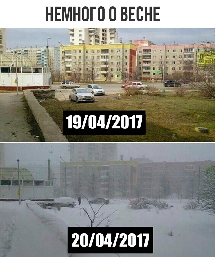 Мемы про снег в апреле