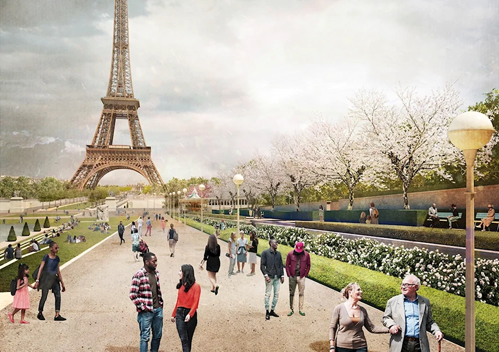 Парк Париж Эйфелева башня
