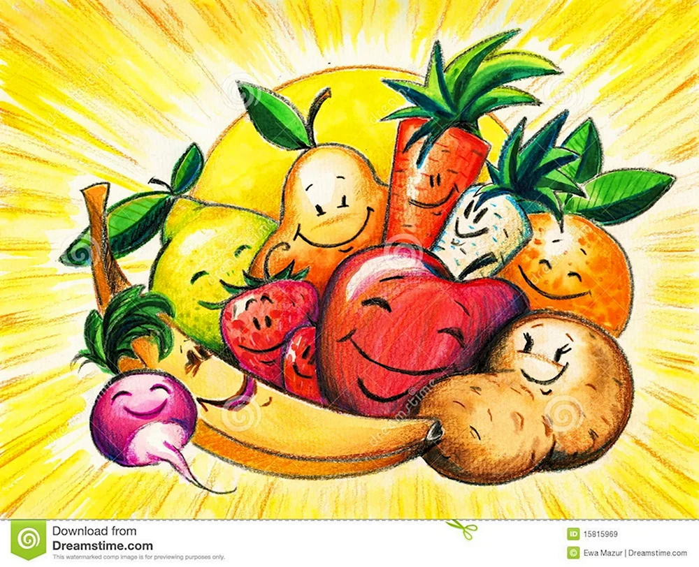 Рисунки полезных овощей и фруктов