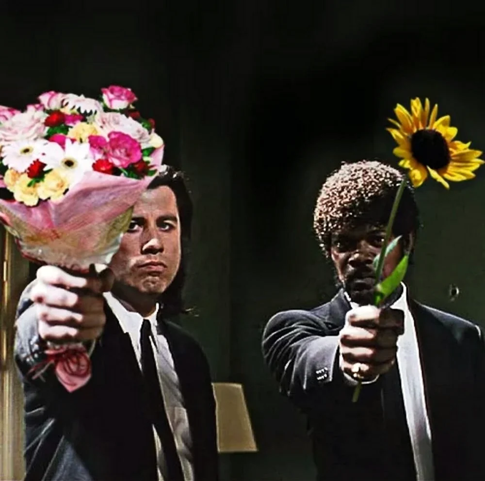 Винсент и Джулс с цветами