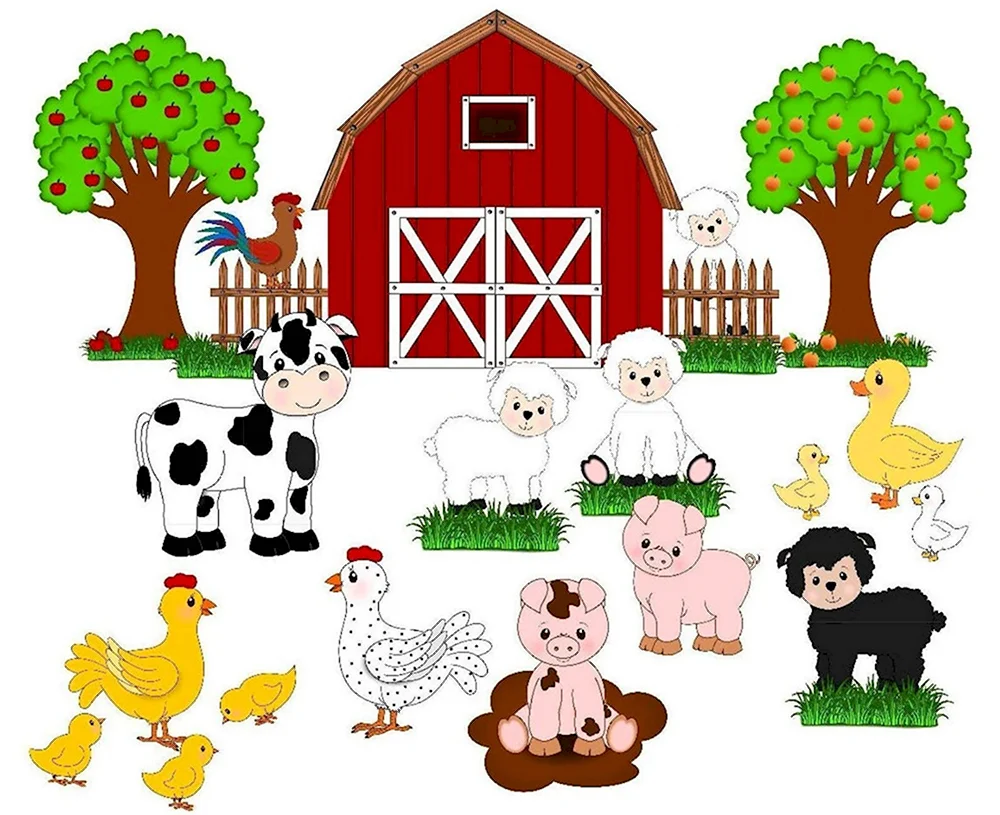 Животные на ферме для детей