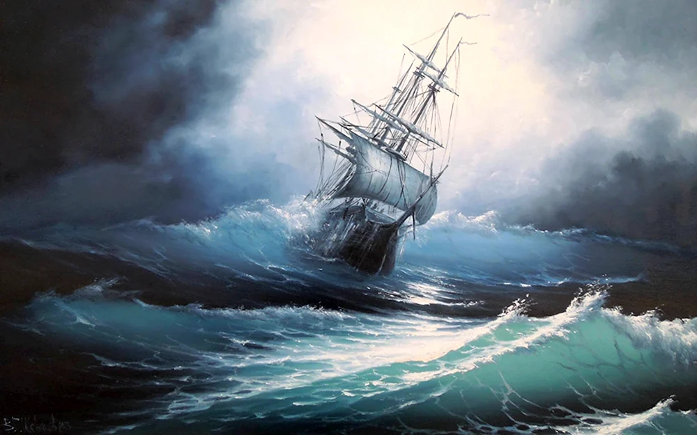 Айвазовский корабль в море 1855