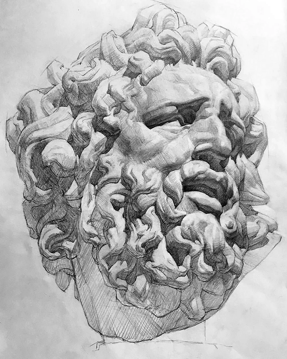 Академический рисунок гипсовой головы Лаокоон