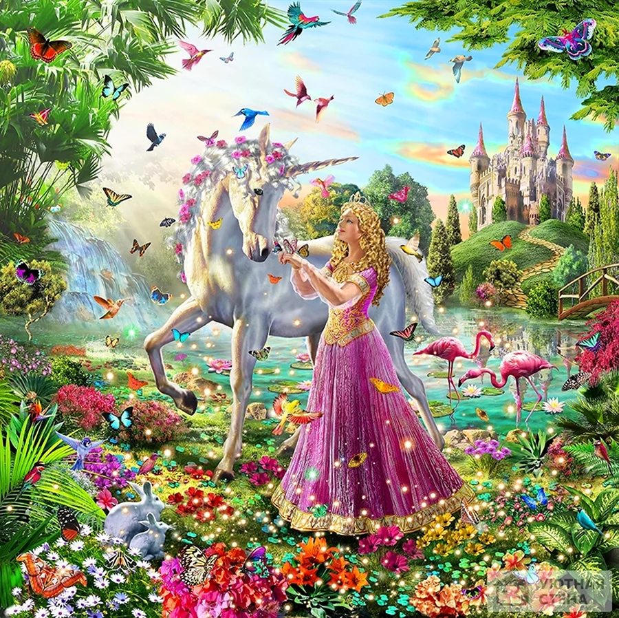 Алмазная мозаика принцесса и Единорог