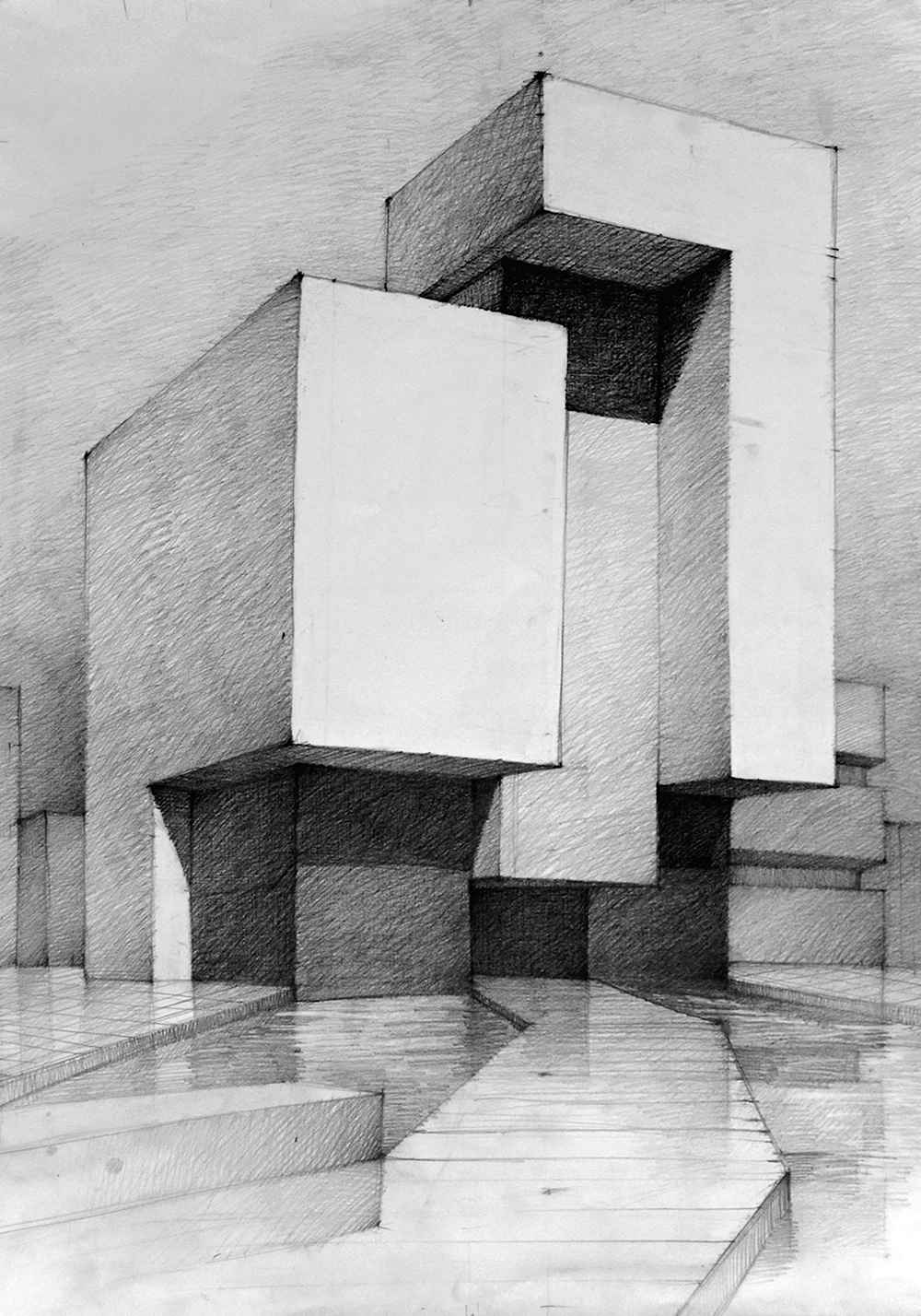 Архитектурная композиция из геометрических фигур