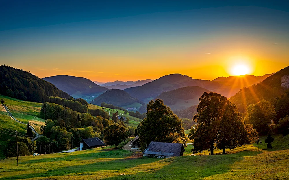 Бавария Германия природа Sunrise
