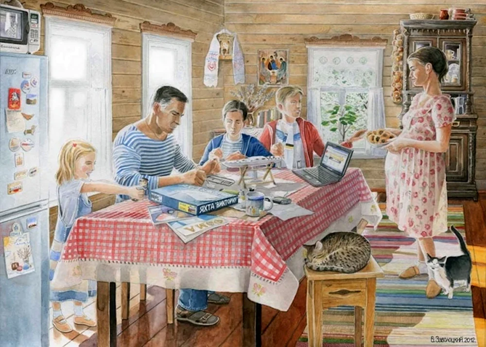 Борис Заболоцкий семья за столом