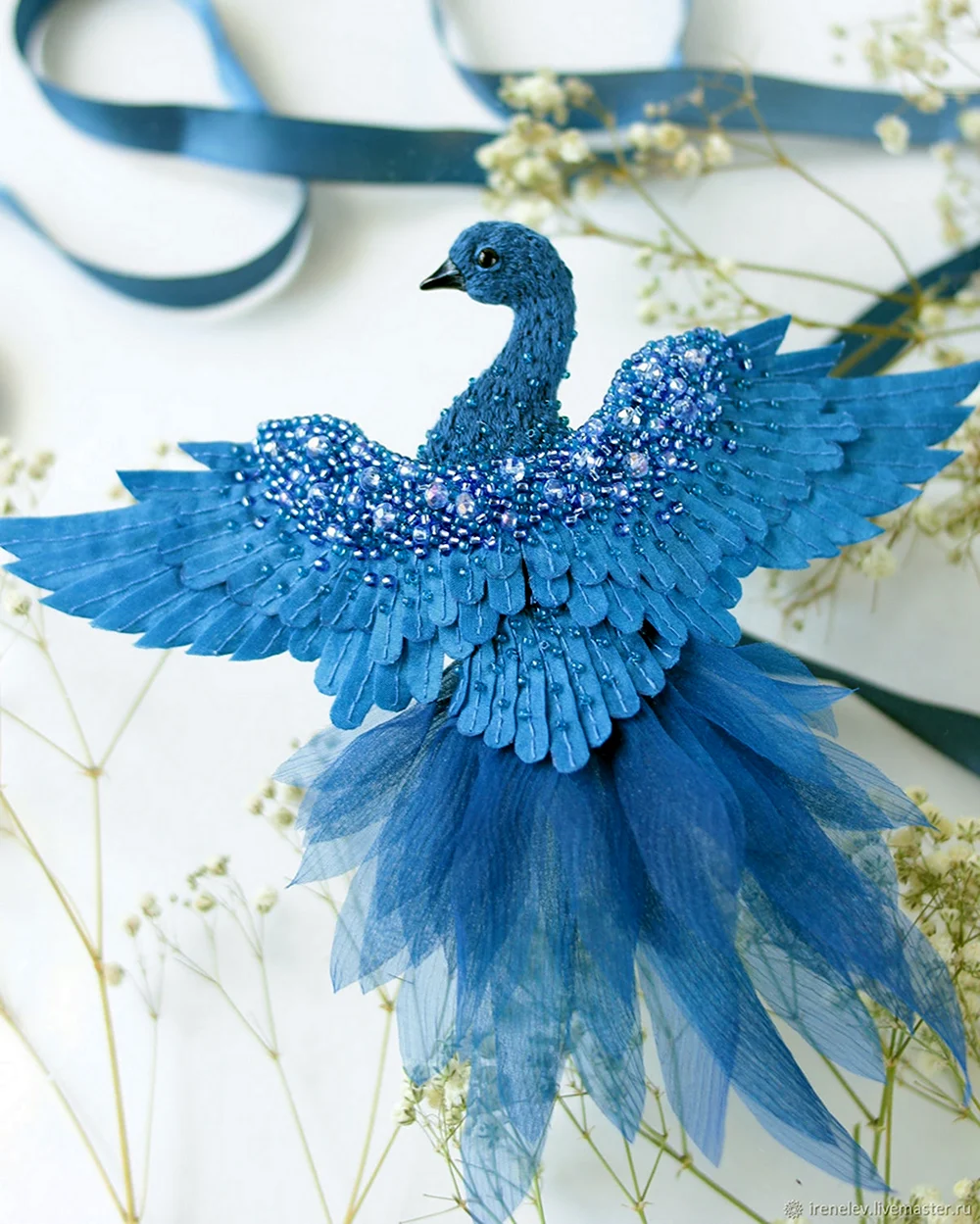 Брошь «синяя птица» Shivivka
