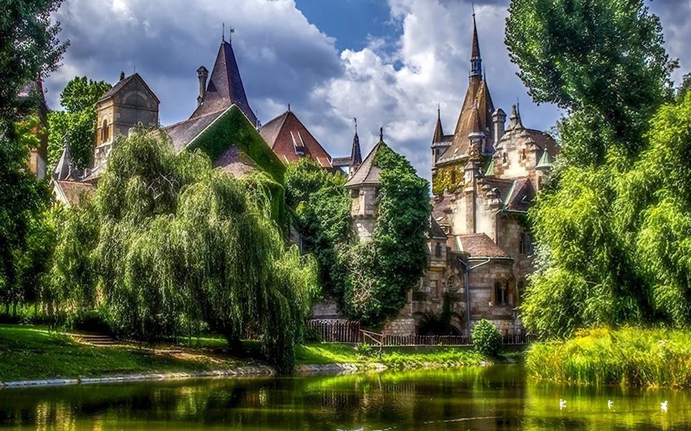 Будапешт Венгрия замки пруд Vajdahunyad Castle