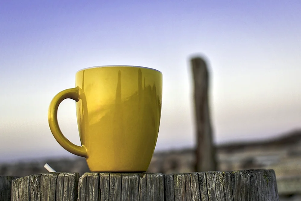 Чашка с желтым напитком