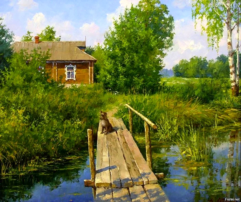 Деревня живопись Дмитрий Левин