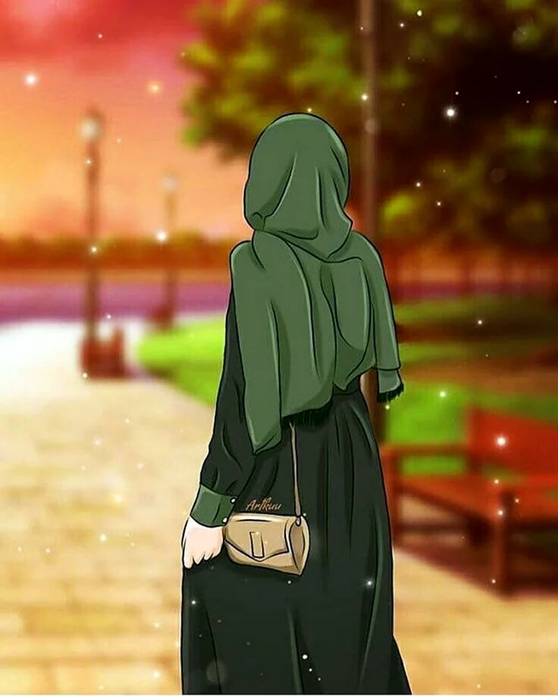 Девушка в хиджабе со спины арт