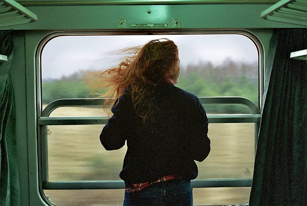 Девушка в поезде у окна