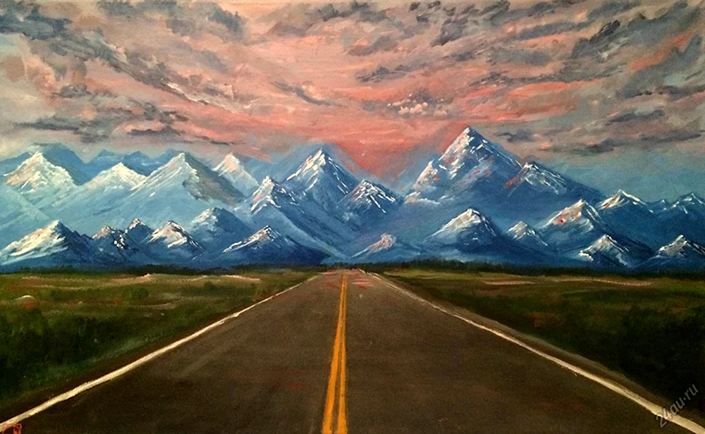 Дорога в горах в живописи