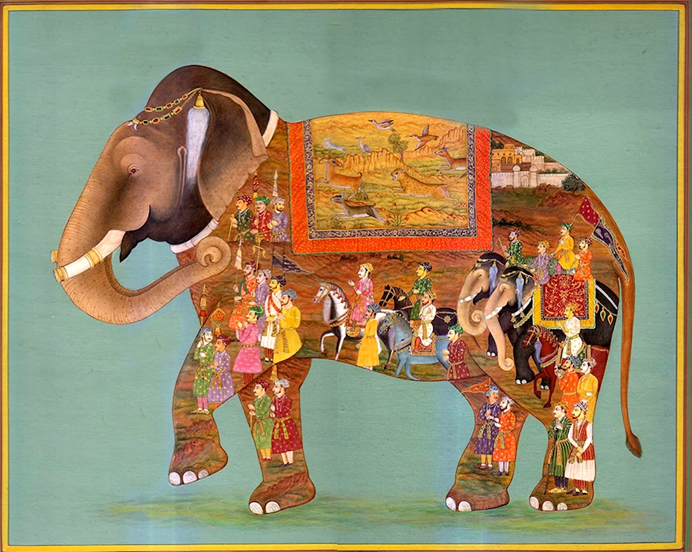 Древнеиндийская живопись слон