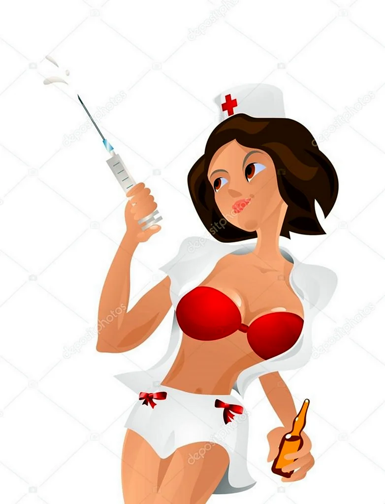 Эротичная медсестра со шприцем