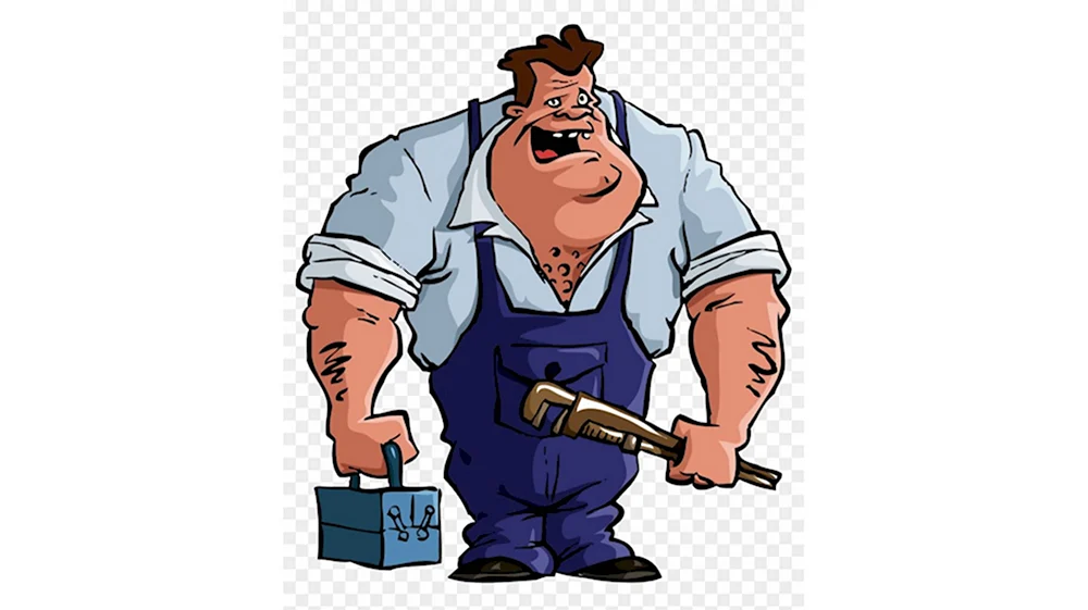 Карикатура на слесаря ремонтника