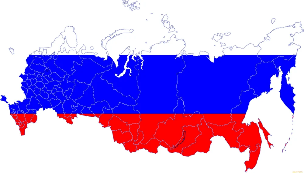 Карта России с Крымом Триколор