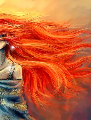 Картина девушка с рыжими волосами