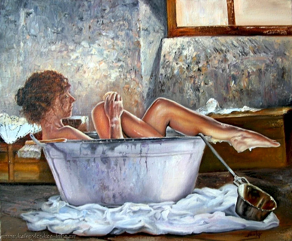 Картина девушка в ванной