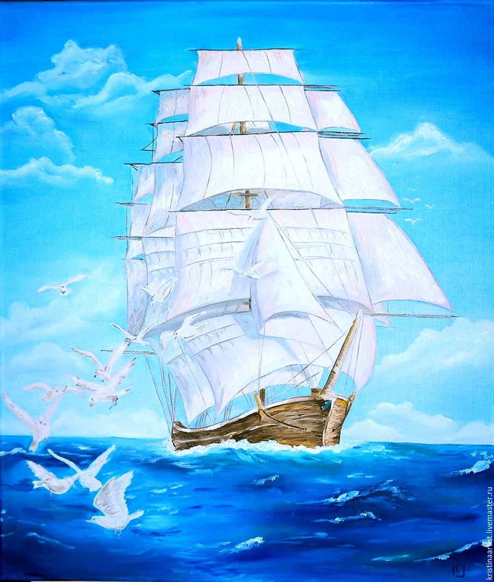 Картина корабль в море