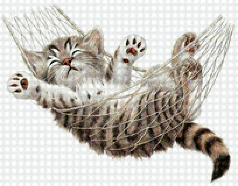 Картина котенок в гамаке