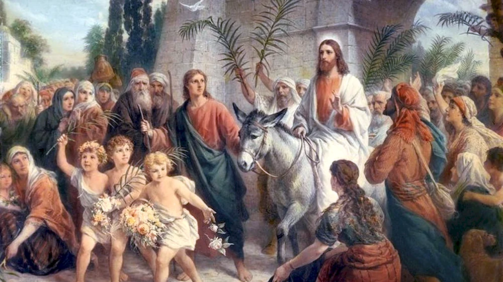 Картина въезд Иисуса в Иерусалим