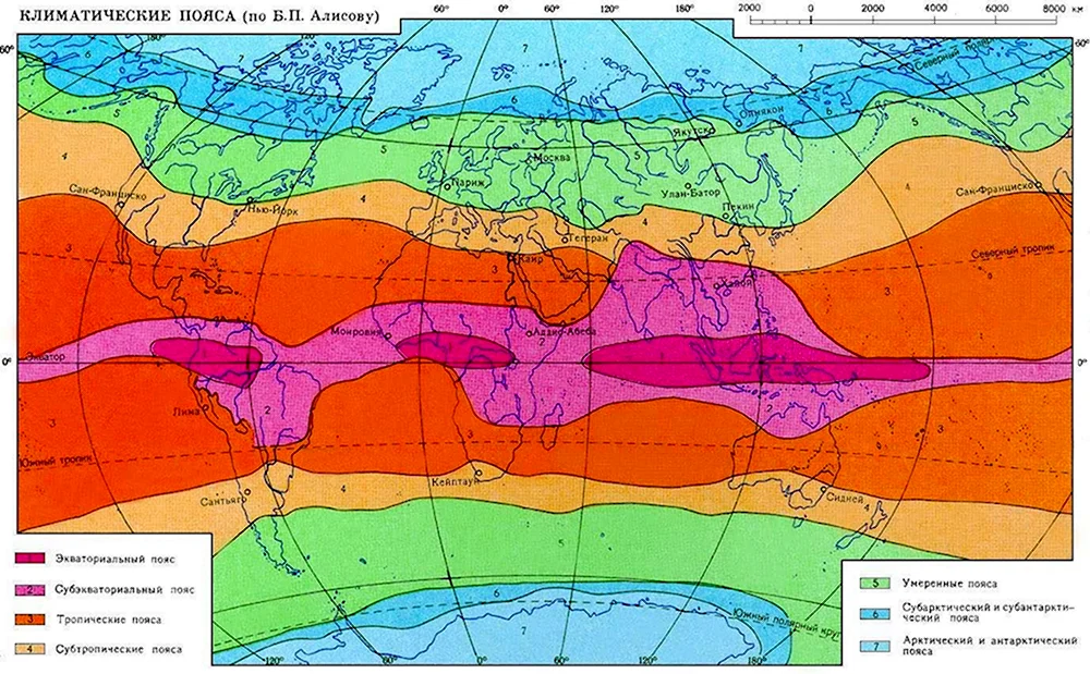 Климатические пояса карта земного шара