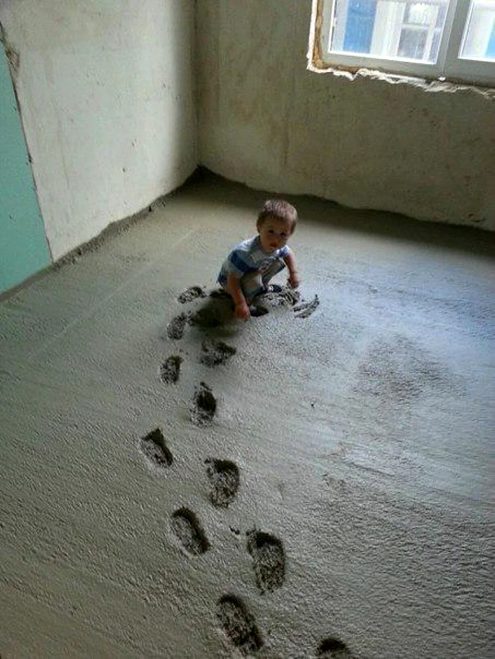 Кошачьи следы на бетоне