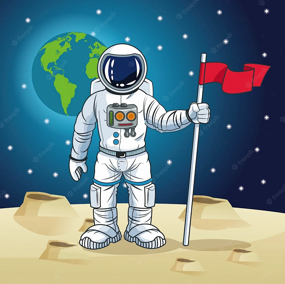 Космонавт с флагом