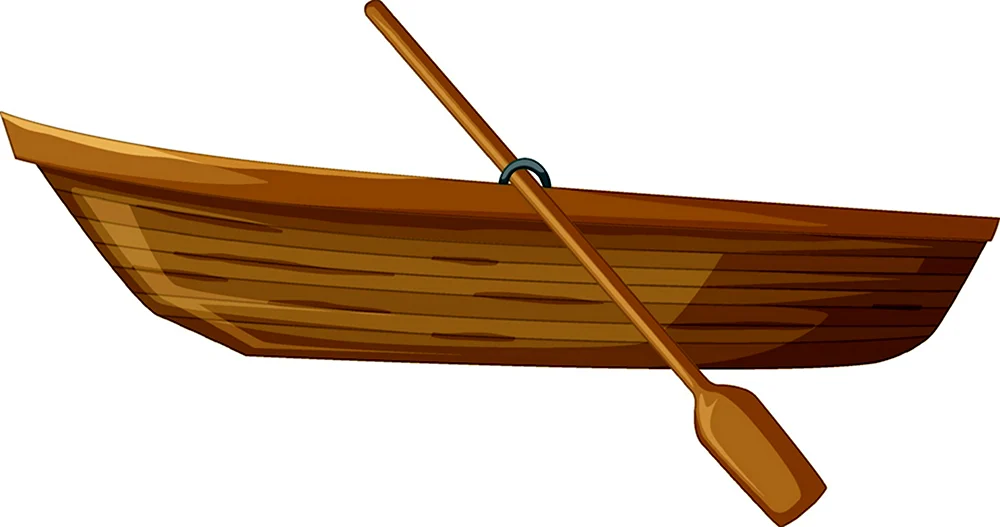 Лодка деревянная на белом фоне