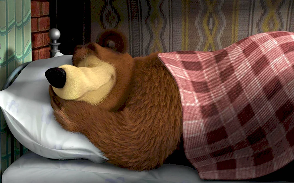 Медведь из мультика Маша и медведь спит