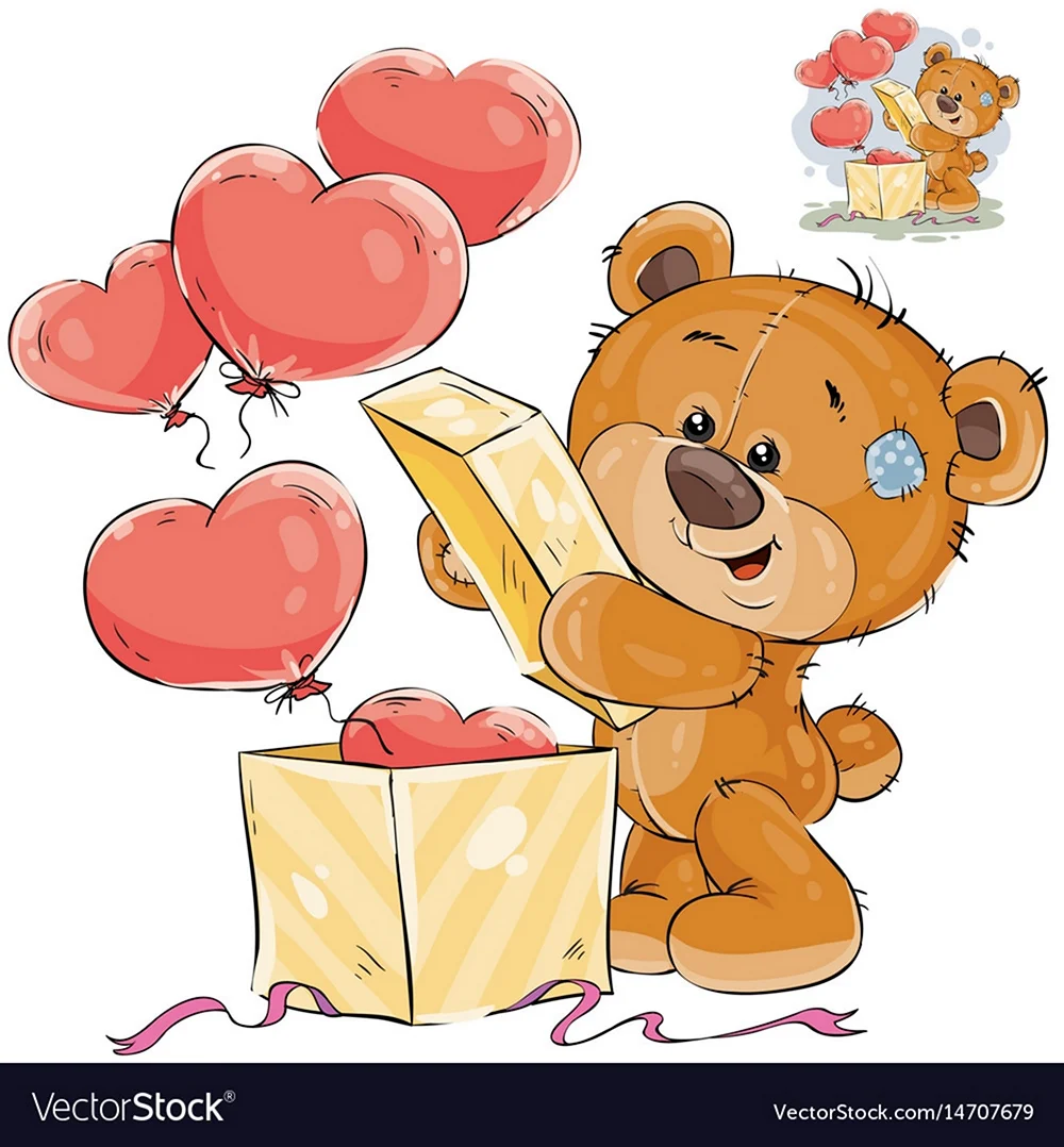Медвежонок с сердцем рисунок