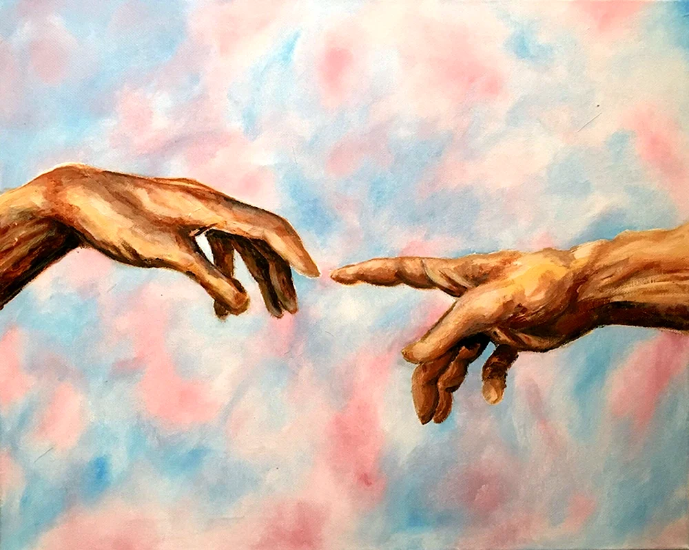 Микеланджело Сотворение Адама руки