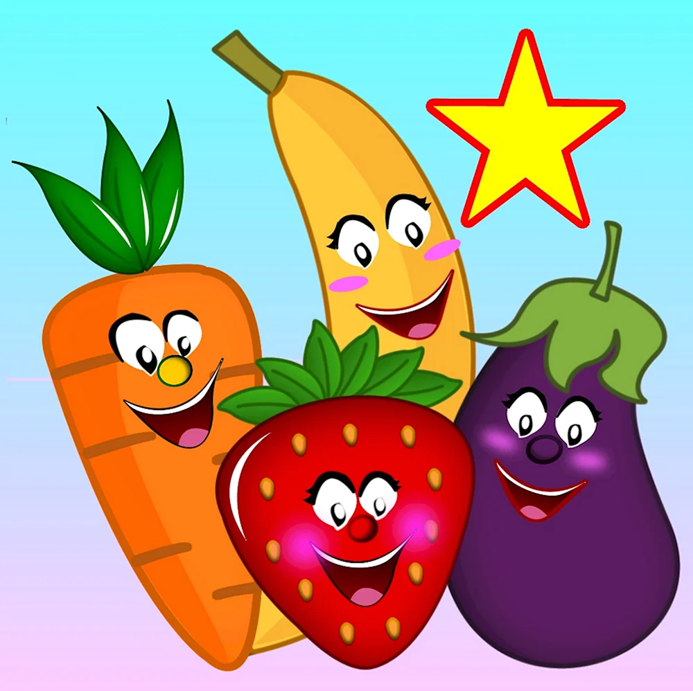 Мультяшные овощи и фрукты