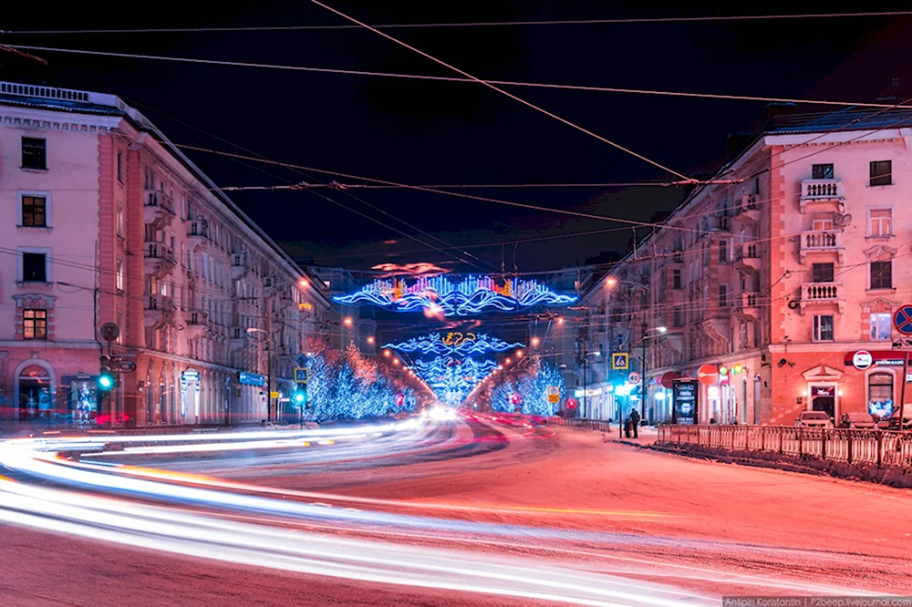 Мурманск проспект Ленина зимой