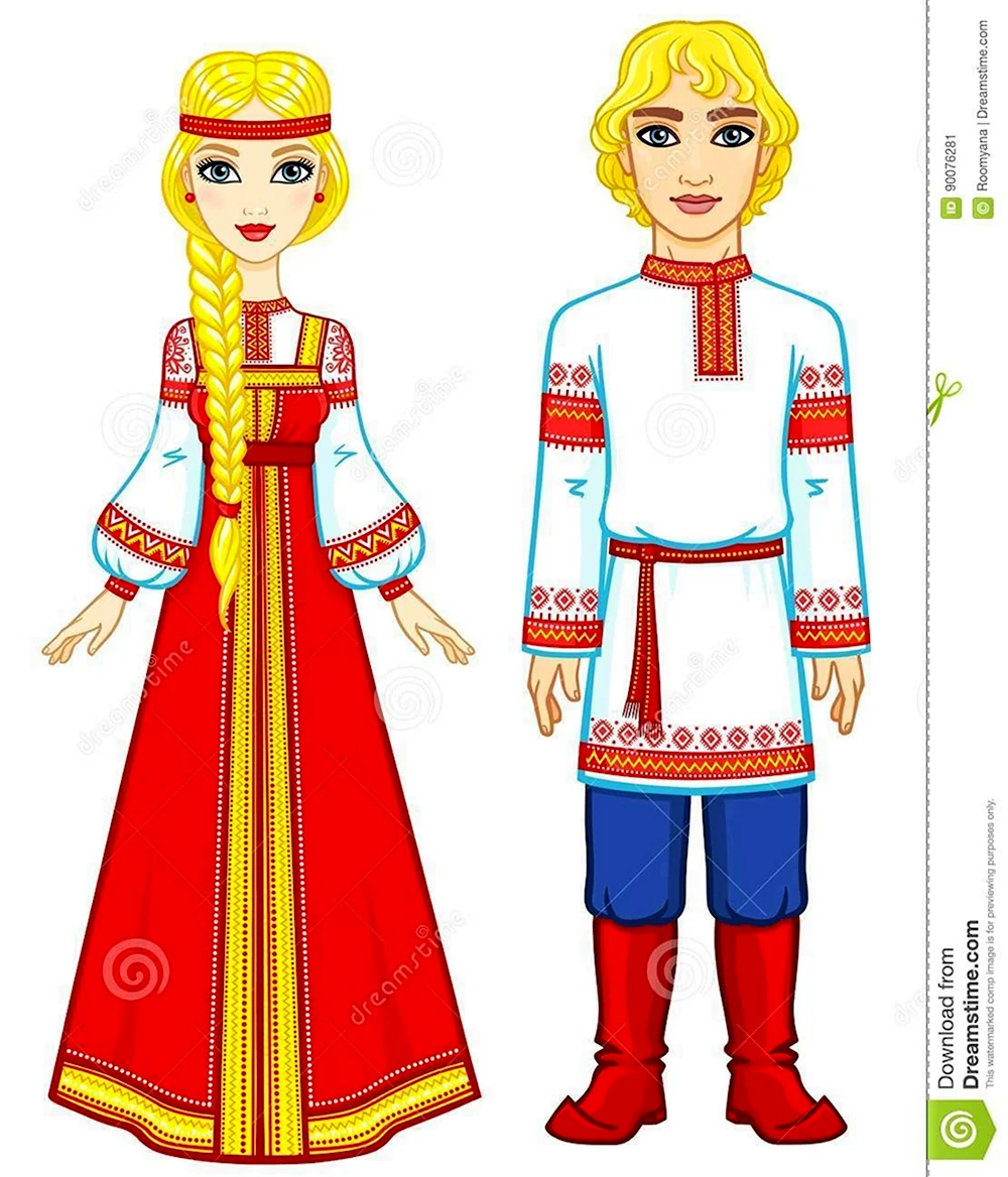 Нарисовать человека в русском народном костюме