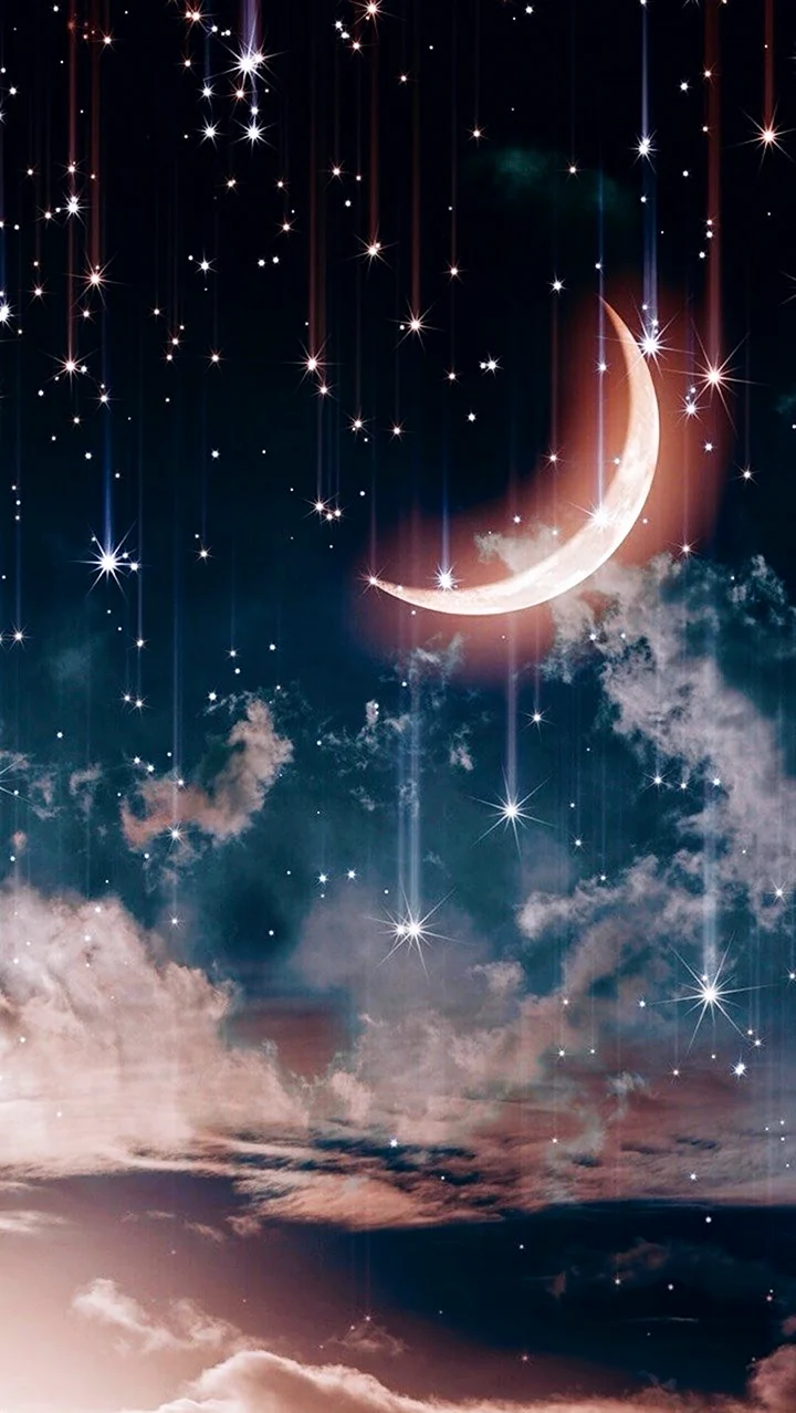 Небо с луной и звездами