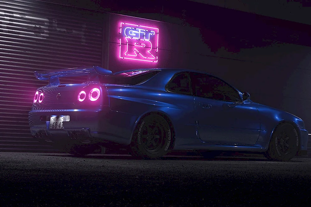 Nissan Skyline GTR r34 ночью