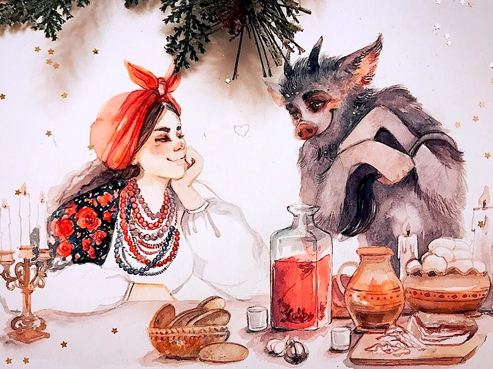 Ночь перед Рождеством художник Оксана Викторова