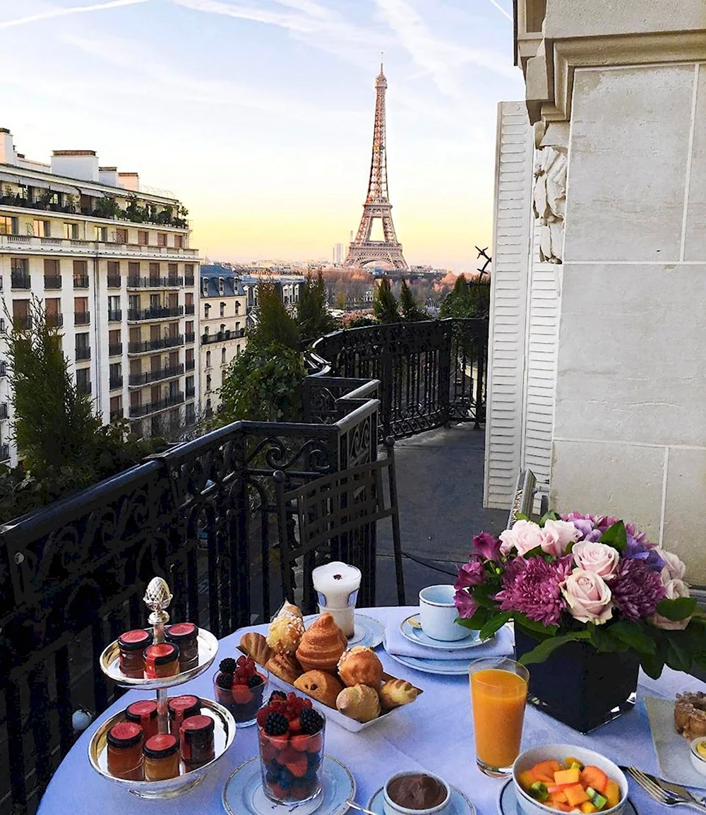 Париж Plaza Athenee вид на Эйфелеву