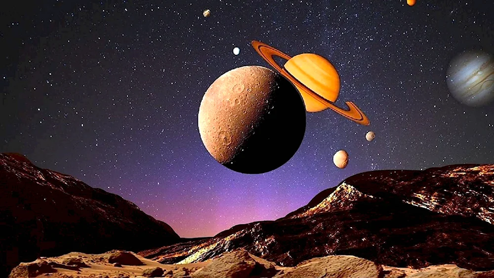 Планеты Сатурн и Юпитер космос