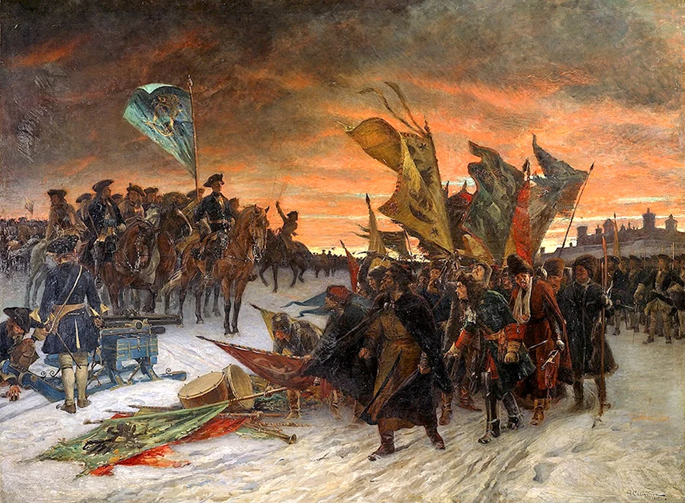 «Победа Шведов в битве при Нарве 1700». Густав седерстрём 1910